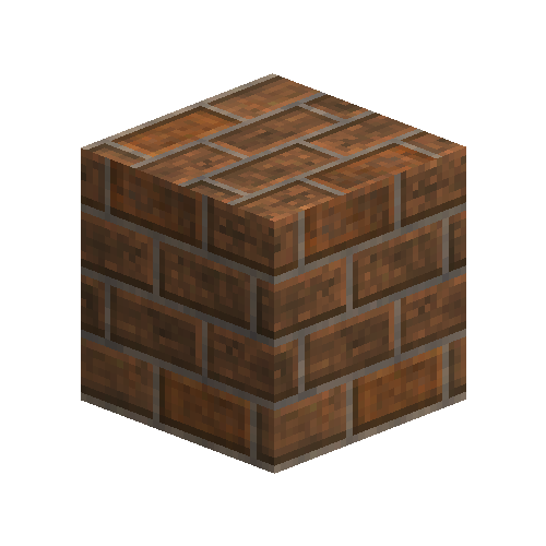 Large orange bricks (3/4 offset running bond)