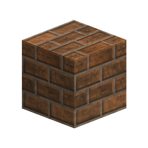 Large orange bricks (1/2 offset running bond)