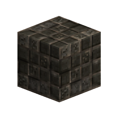 Uneven large black bricks (header bond)