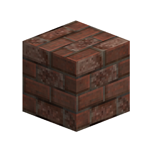 Uneven large red bricks (running bond)