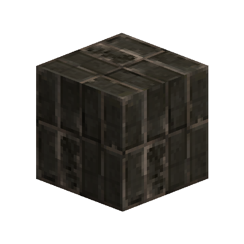 Uneven large black bricks (soldier bond)