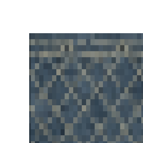Blue diamond pattern rug with nails